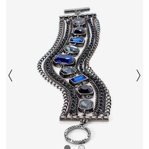 WHBM Hematite Blue Stone Multi-Row Toggle Bracelet